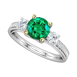 Certifié GIA Bague avec Gemme – Émeraude 2 carats Or Bicolore 14