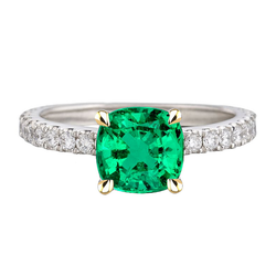 Émeraude Fine Certifié GIA Bague Pierre Précieuse 3 carats en Or