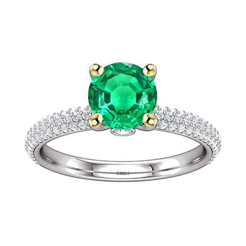 Émeraude Bague avec Gemme 1-carats Or Bicolore 14 Carats – vue principale