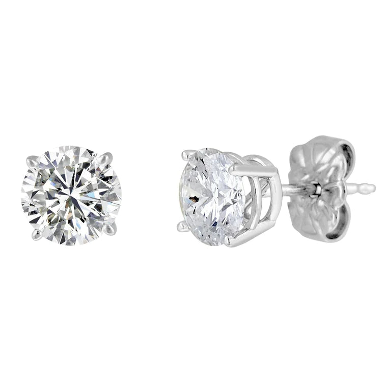 Griffe sertie 3.70 carats Authentique diamants femmes boucles d'oreilles clous or blanc 14 carats