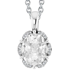 Griffes d'Aigle Halo Réel Réel Diamant Pendentif Ovale Old Mine Cut 6.50 Carats