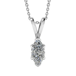Griffes d'Aigle Pendentif Réel Diamant Solitaire Taille Marquise Or Blanc 14K