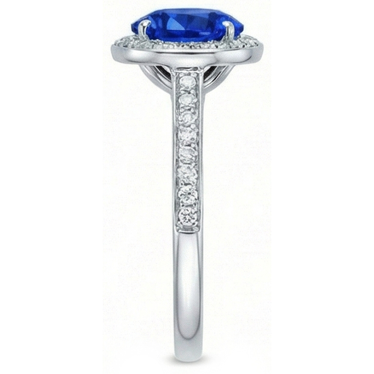 Gros Saphir Sri Lanka & Diamants Naturels Extraits des Mines ( et non cultivés en laboratoire ) Bague De Mariage Petits Diamants Naturels Extraits des Mines ( et non cultivés en laboratoire ) 3 Ct