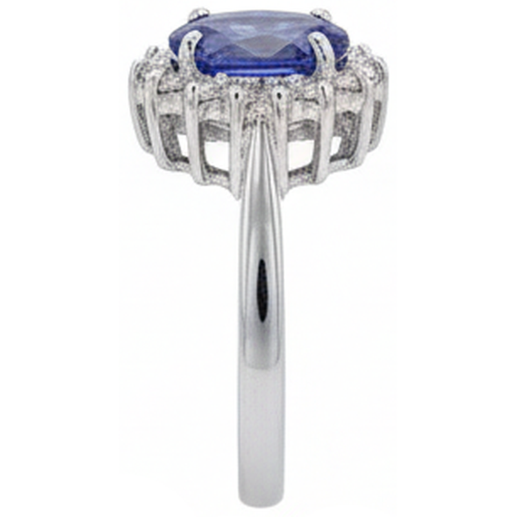 Grosse Bague Fantaisie Pierre Ovale Tanzanite 1.95 Carat Diamant Naturels Extraits des Mines ( et non cultivés en laboratoire ) Bijoux Or