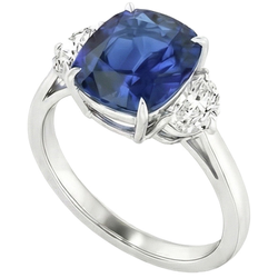 Grosse Bague Saphir Coussin 6 Carats
