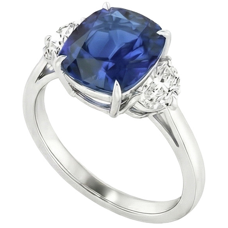 Grosse Bague Saphir Coussin 6 Carats