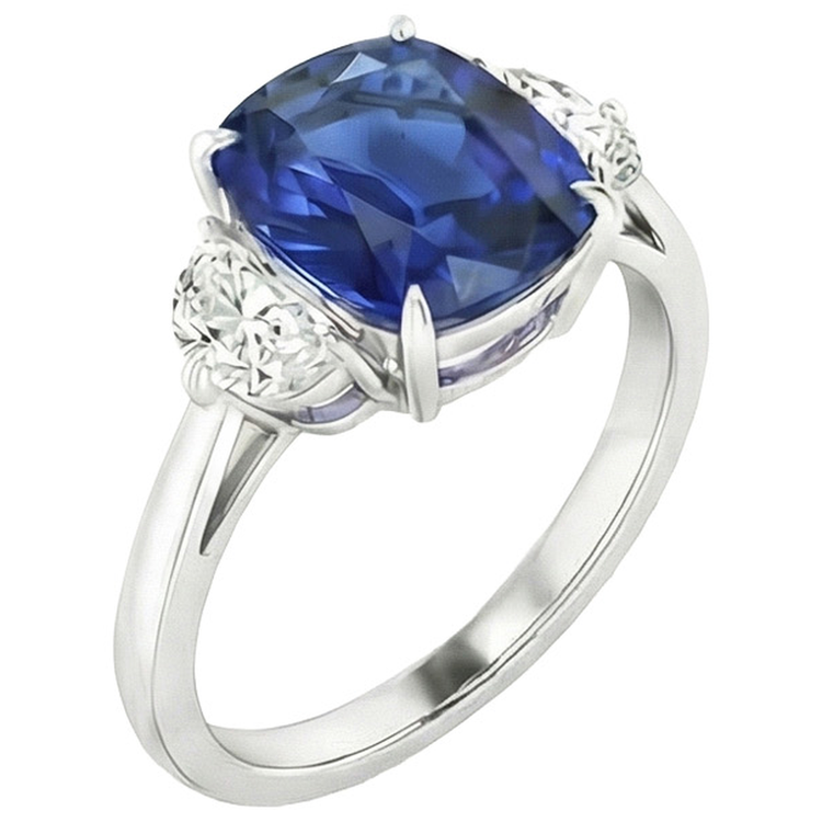 Grosse Bague Saphir Coussin 6 Carats