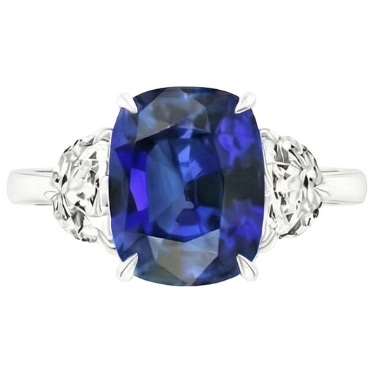 Grosse Bague Saphir Coussin 6 Carats