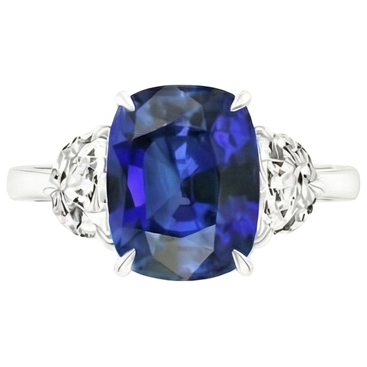 Grosse Bague Saphir Coussin 6 Carats