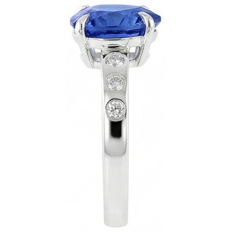 Gypsy Gemstone Bijoux Trillion Sapphire Ring Flush Setting 2 Carats