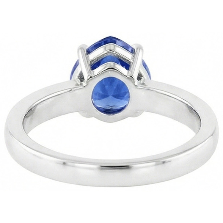 Gypsy Gemstone Bijoux Trillion Sapphire Ring Flush Setting 2 Carats