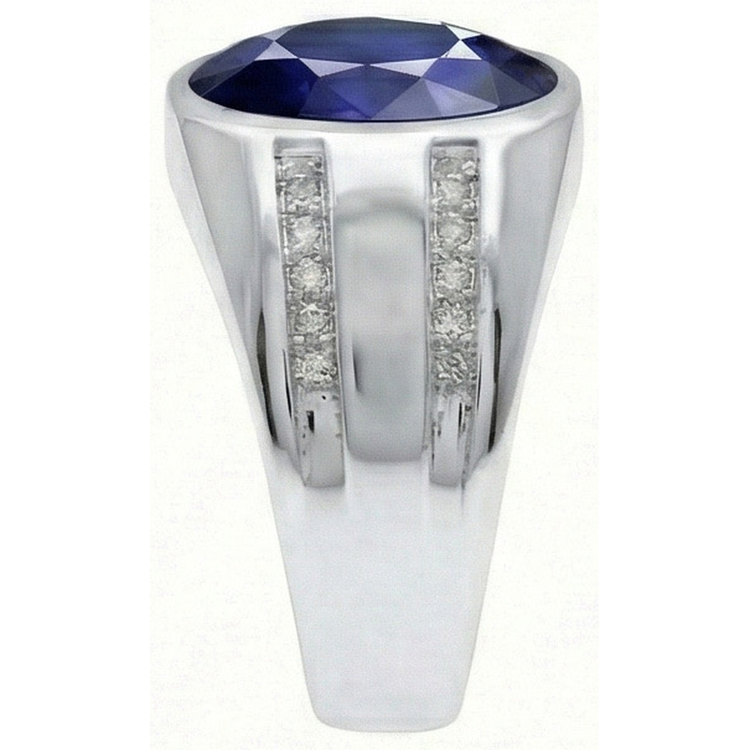 Gypsy Gemstone Vintage Style ovale bleu saphir bague en diamant pour homme