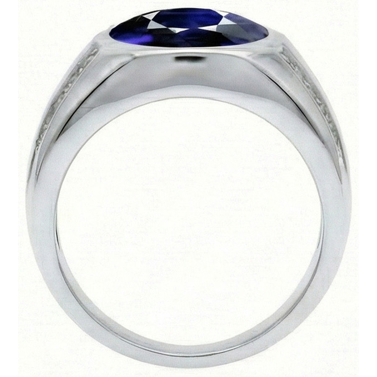 Gypsy Gemstone Vintage Style ovale bleu saphir bague en diamant pour homme