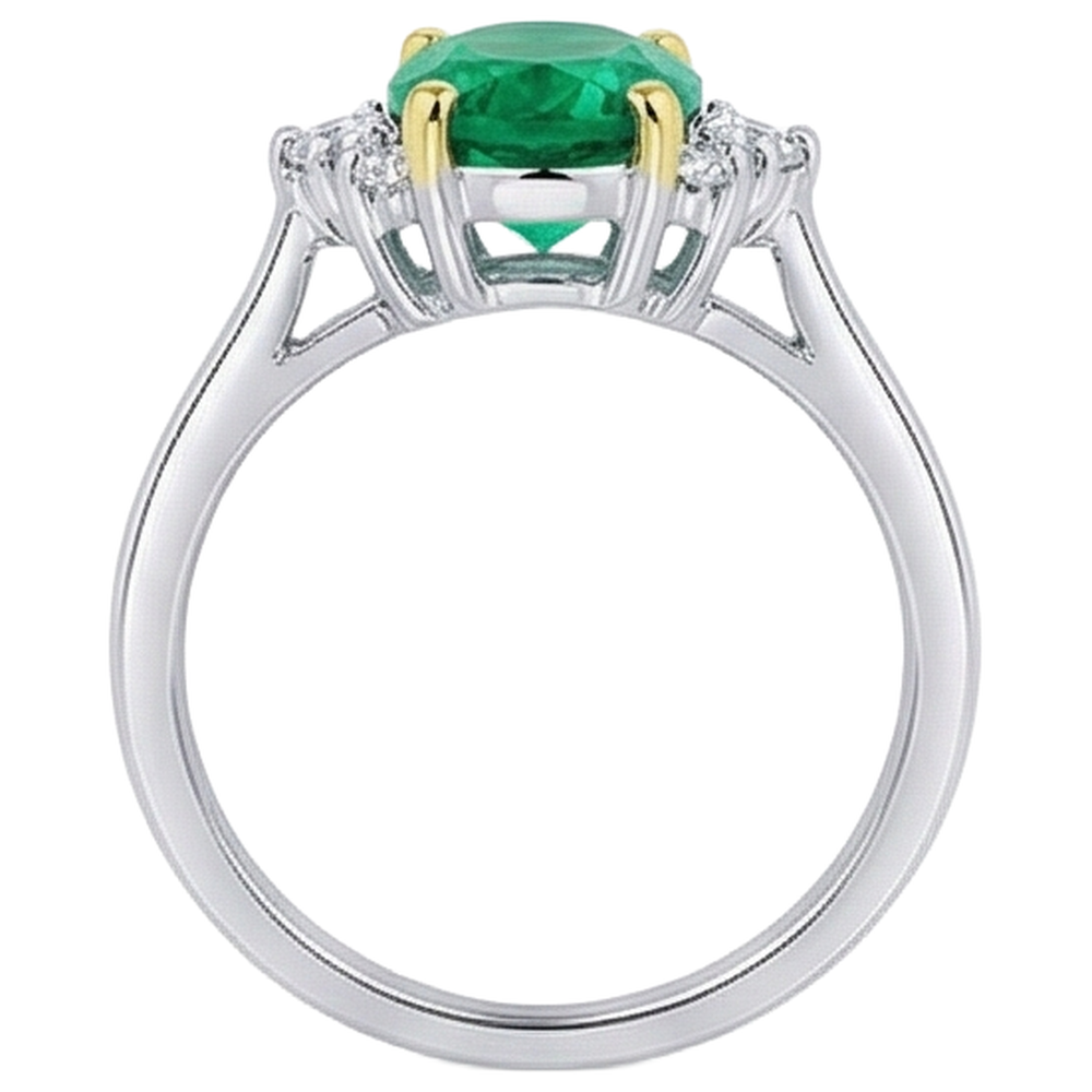 Émeraude Bague Pierre Précieuse 2,50 carats Or Deux Tons 14 Carats – vue de dessus