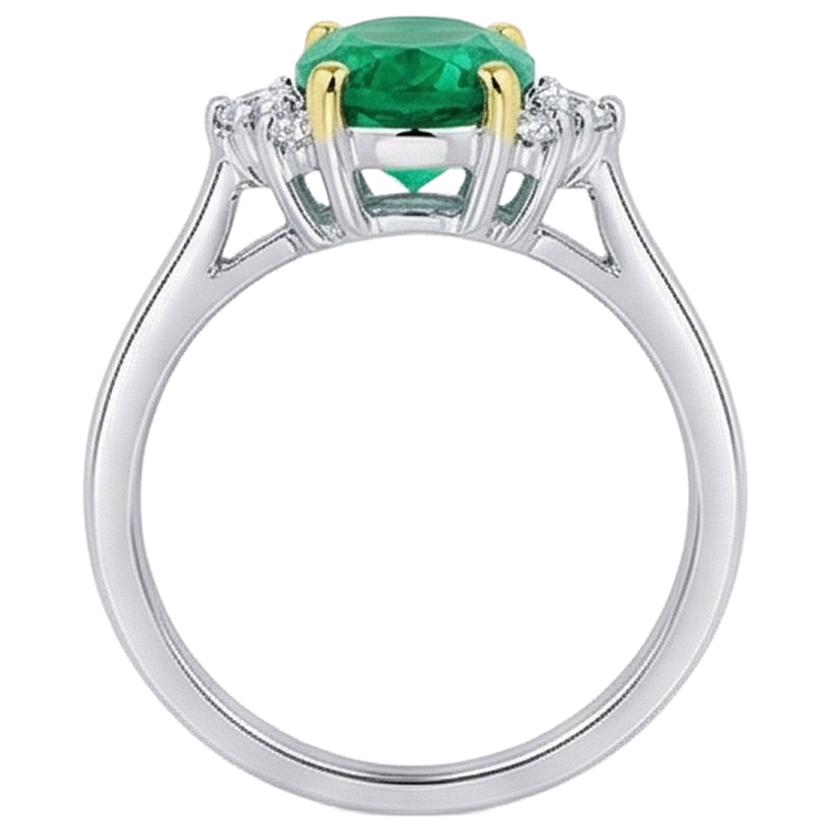 Émeraude Bague Pierre Précieuse 2,50 carats Or Deux Tons 14 Carats – vue de dessus