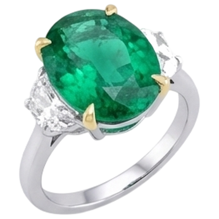 Raffiné Émeraude Colombienne Bague Pierre de Couleur 5 carats – vue de côté