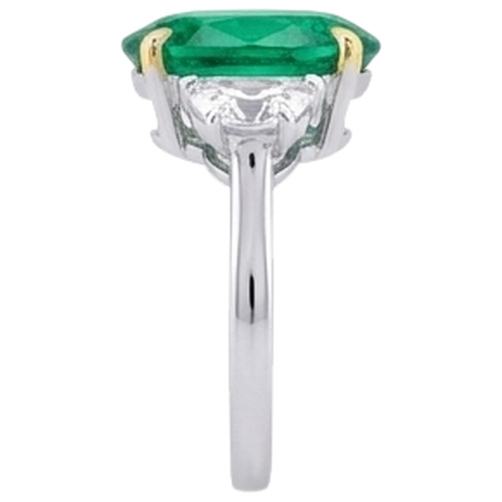 Bague Pierre de Couleur Or Bicolore 14 Carats avec Émeraude Colombienne – vue de profil
