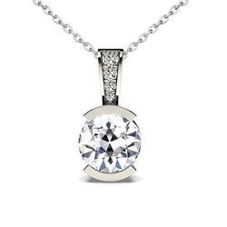 Diamant Collier Pendentif 1 carats – Or Blanc 14 Carats