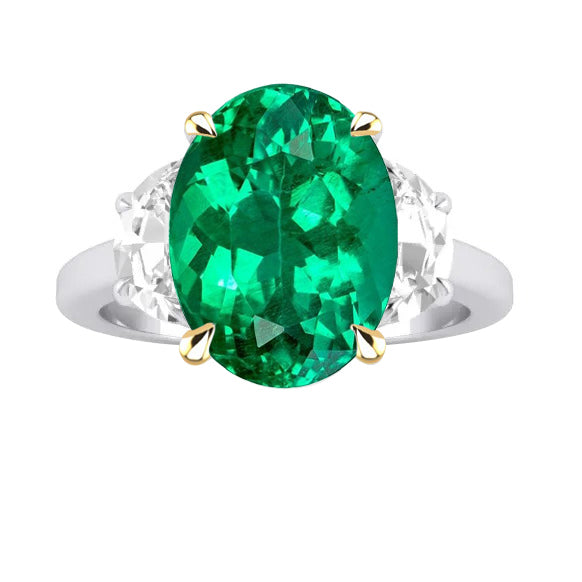 Raffiné Émeraude Colombienne Bague Pierre de Couleur 5 carats – vue principale