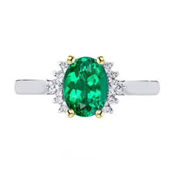 Brillant GIA Certifié Émeraude Bague Pierre Précieuse – 2,50