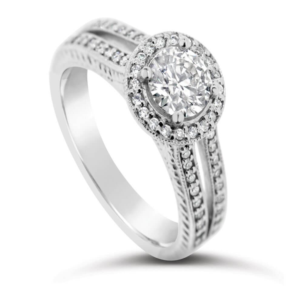Halo 2.50 Ct. Bague Anniversaire Réel Diamants Or Blanc