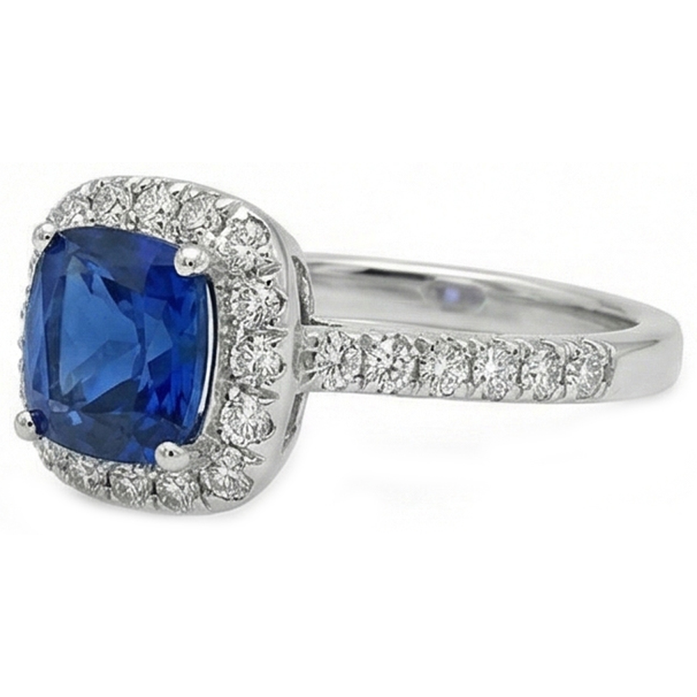 naturel cushion diamant 3.90carats alliance angle de côté