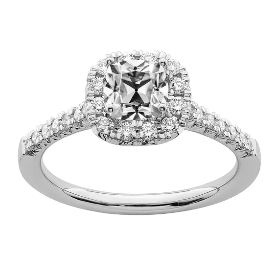 Halo Alliance Coussin Vieux Mineur Réel Diamant 4 Carats Or Blanc