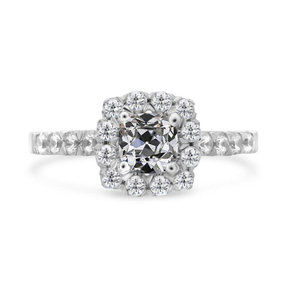 Halo Bague Coussin Old Cut Naturel Diamant Or Dames Bijoux 4.50 Carats