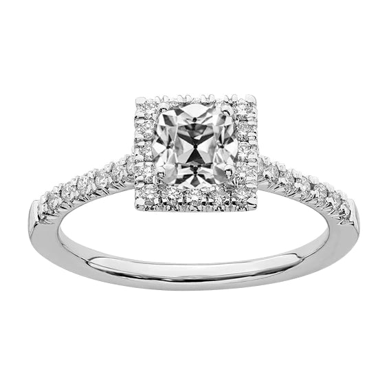 Halo Bague De Fiançailles Coussin Vieux Mineur Réel Diamant 4.50 Carats Or 14K