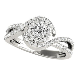Halo Bague Fantaisie Ronde Naturel Diamant Taille Ancienne Torsadée Tige Fendue 4 Carats
