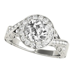 Halo Bague Ronde Réel Diamant Taille Ancienne Style Torsadé 5.25 Carats Bijoux