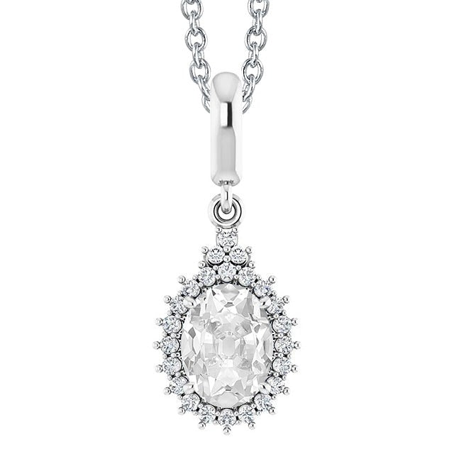 Halo Bijoux Femme Pendentif Réel Diamant Ovale Vieux mineur 4.50 Carats 14K