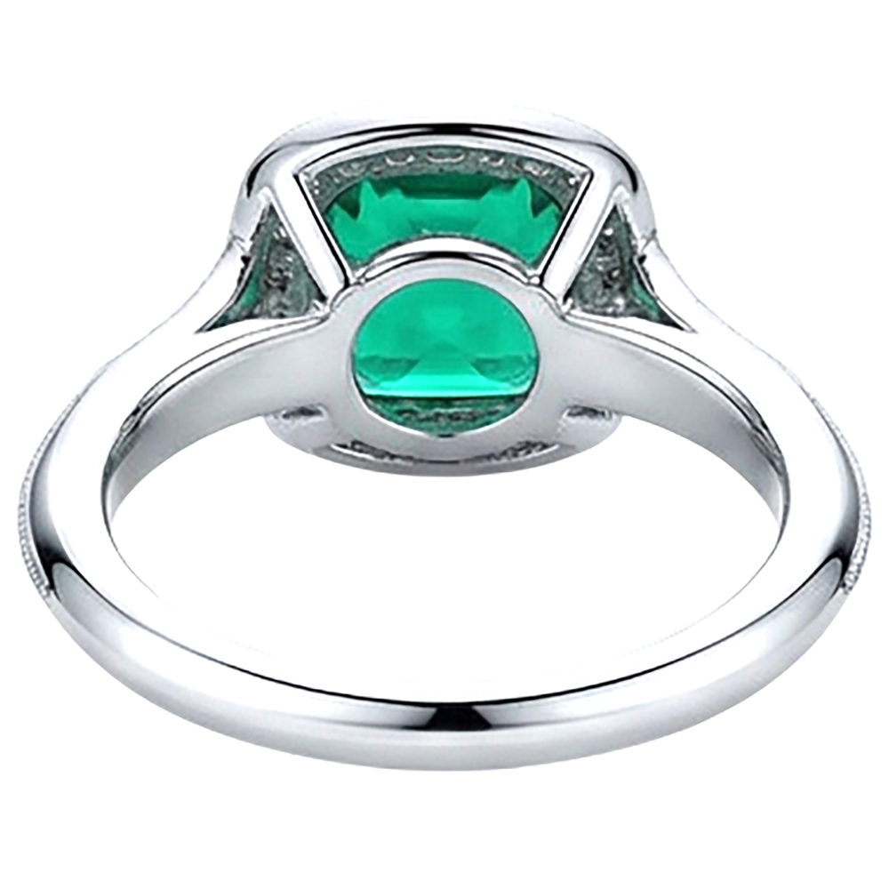 Taille Coussin Émeraude bague en Or Bicolore 14 Carats – vue arrière