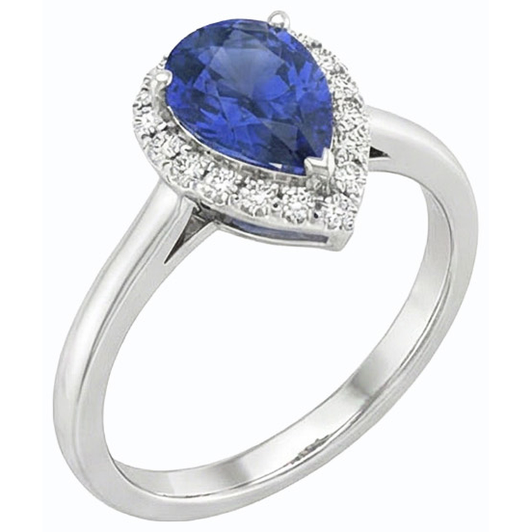 naturel pear diamant 2.50carats bague angle de côté