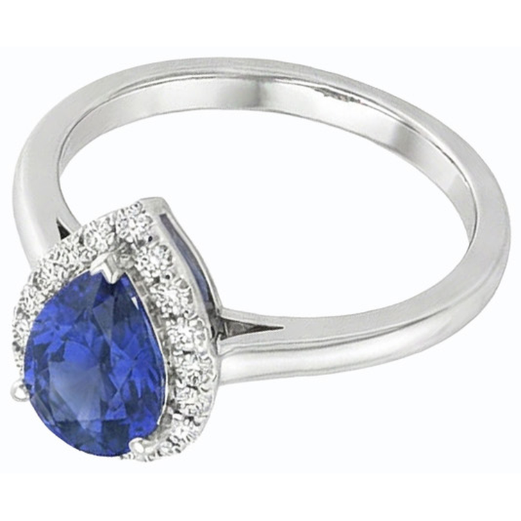 naturel pear diamant 2.50carats bague vue de dessus