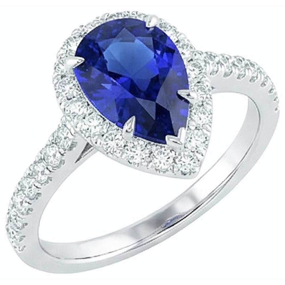 naturel pear diamant 4carats bague détail rapproché