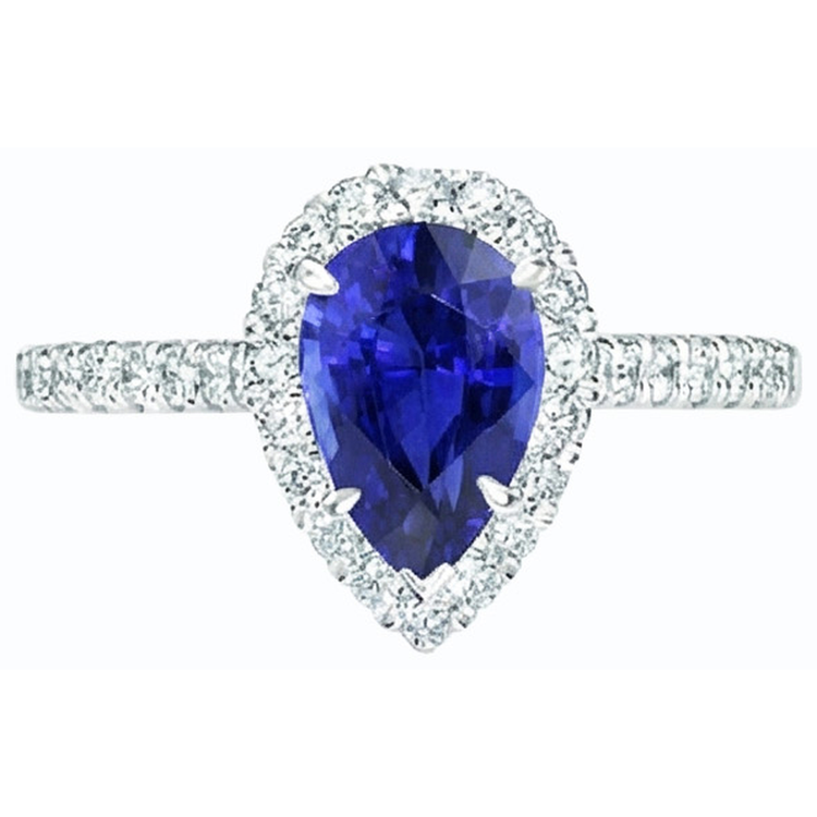 naturel pear diamant 4carats bague vue de dessus