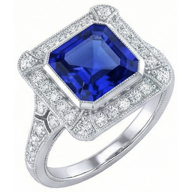 naturel asscher saphir 4carats watch vue de face