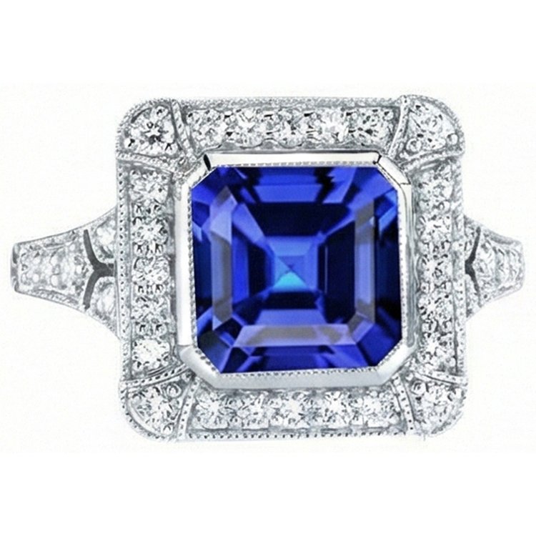 naturel asscher saphir 4carats watch angle de côté