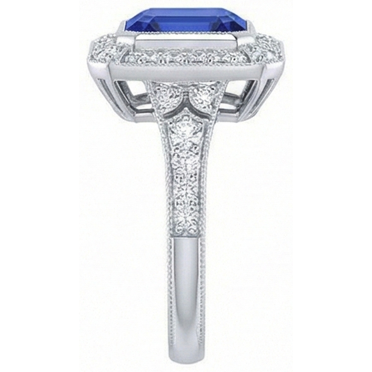 naturel asscher saphir 4carats watch vue de dessus