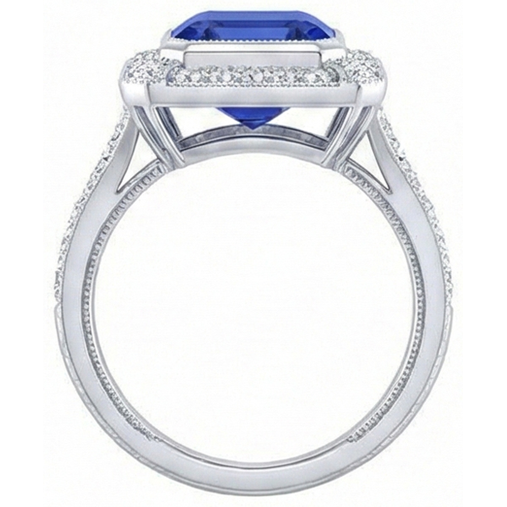 naturel asscher saphir 4carats watch vue de profil