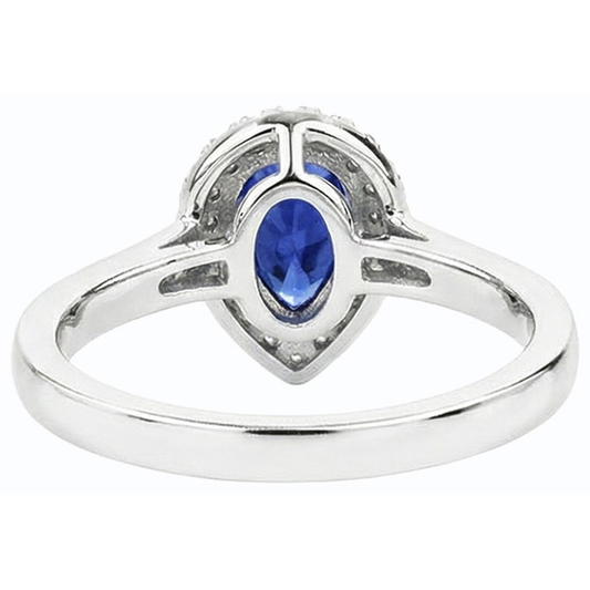 Halo Diamond Wedding Ring Pear Cut Ceylan Sapphire Center 3.50 Carats