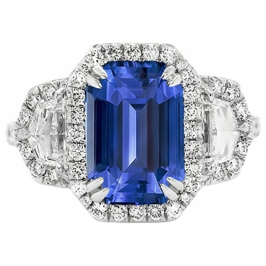 naturel saphir 5carats bague détail rapproché