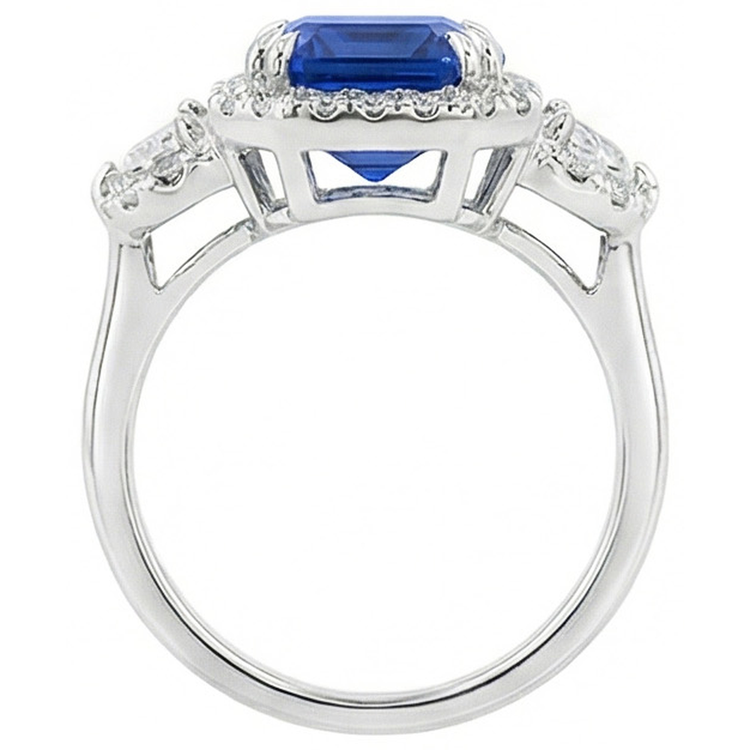 Halo Emerald Ceylan Saphir Bague Anniversaire Diamant 5 Carats