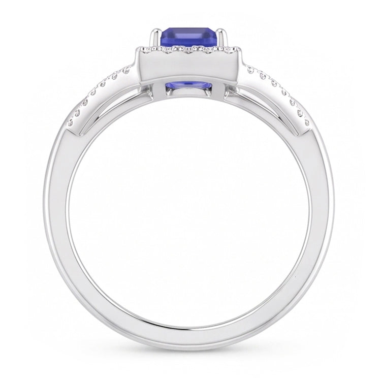 Halo Emerald Sapphire Ring 4.50 Carats Split Shank Diamond Jewelry