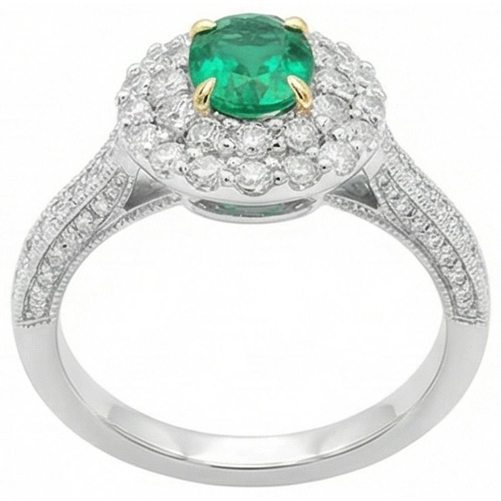 Émeraude Bague Pierre de Couleur – vue d'angle