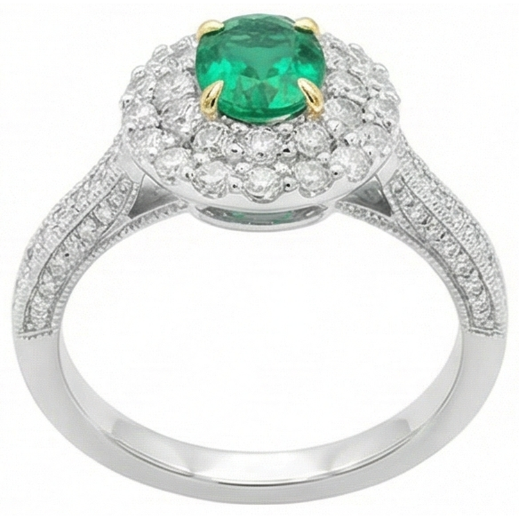 Émeraude Bague Pierre de Couleur – vue d'angle