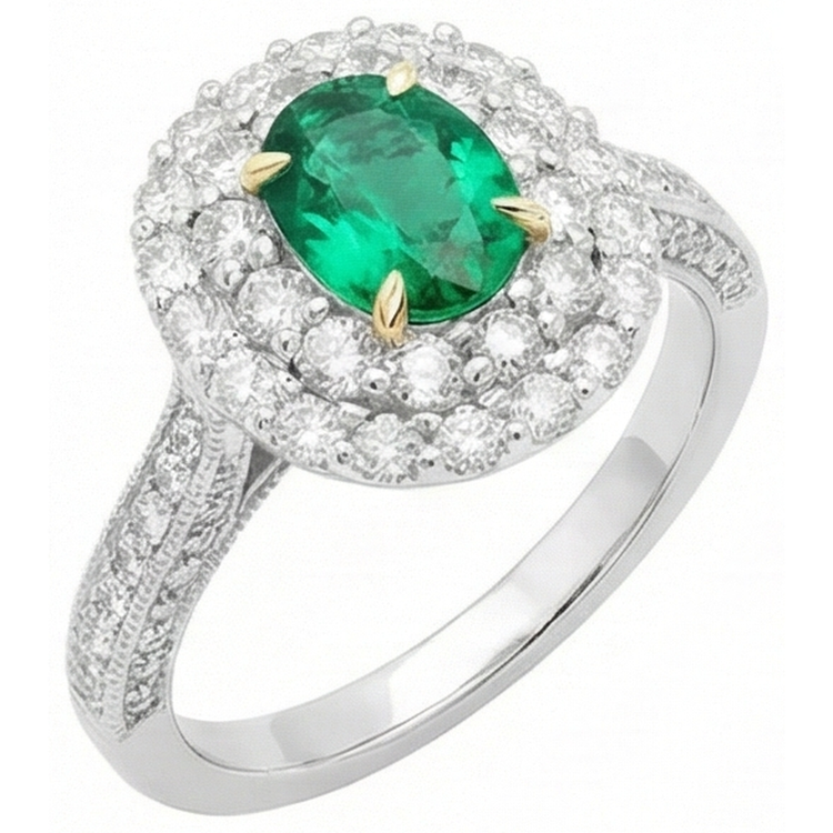 Émeraude Bague Pierre de Couleur – vue de côté