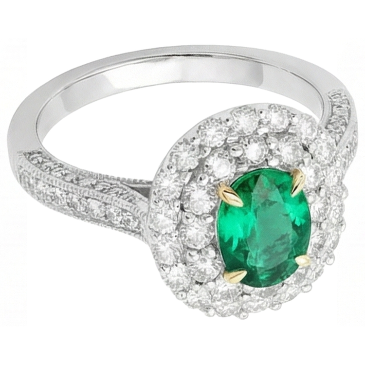 Émeraude Bague Pierre de Couleur – vue de profil