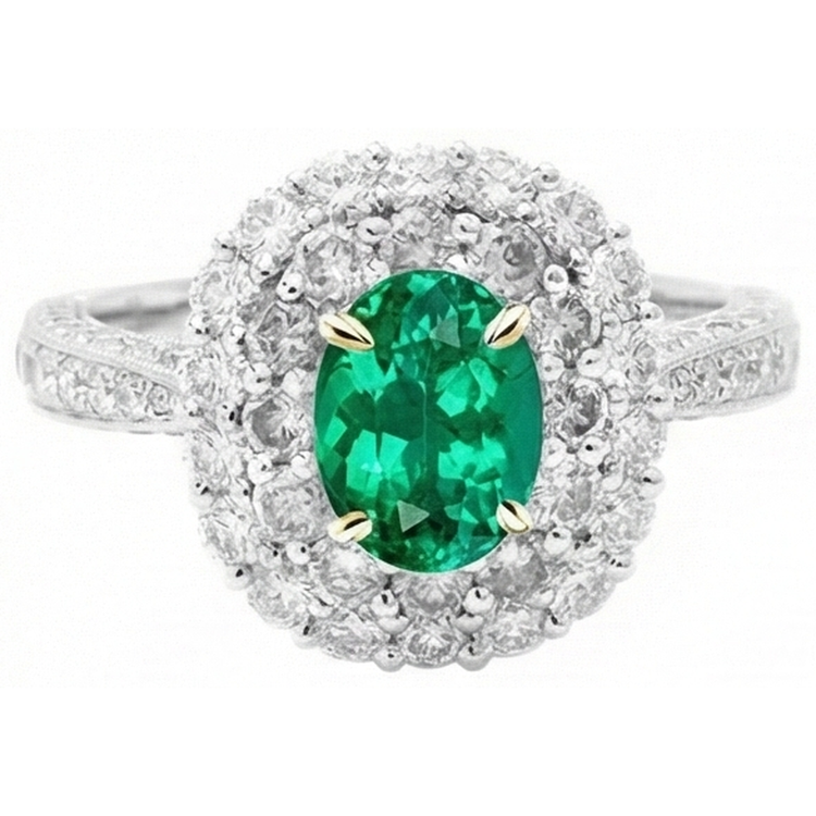 Émeraude Bague Pierre de Couleur – vue de dessus